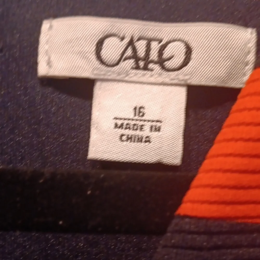 Cato Orange Black Sheath Midi Dress V-Neck Short Sleeve - Picture 2 of 14
